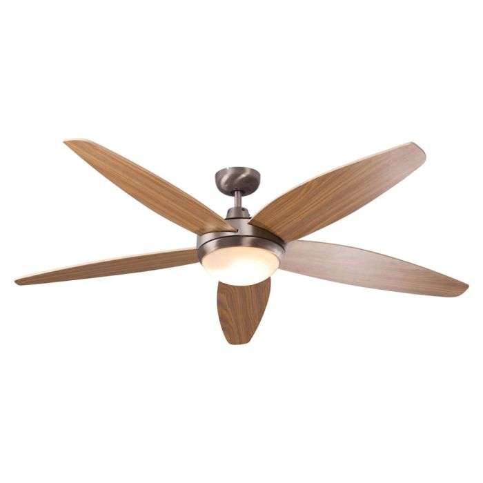 Radiant Satin Chrome & Wood Lancer Ceiling Fan