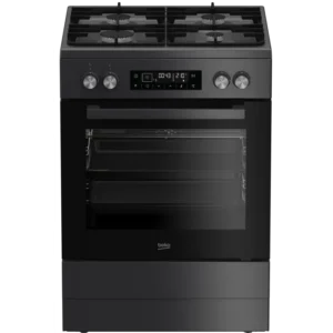 Beko 60cm Anthracite Multifunction Gas on Glass Stove Black
