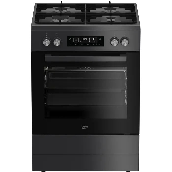 Beko 60cm Anthracite Multifunction Gas on Glass Stove Black