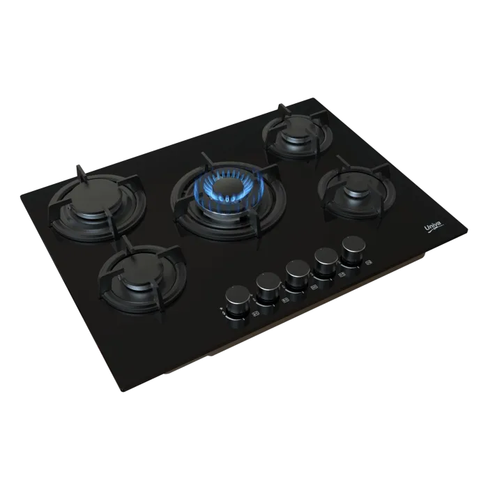 Univa 5 Burner Gas On Glass Hob Black UGH750G